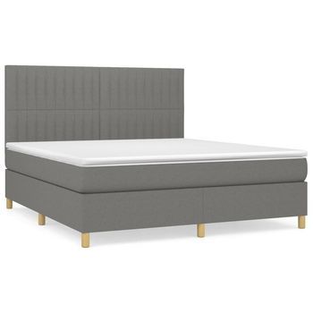 Cama Tapizada 203x160x128 Cm Tejido - Gris