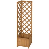 outsunny jardinera con enrejado de madera para trepadoras plantas flores decoracion en esquinas 40x40x145 cm natural   aosom espana