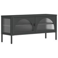 mueble tv  mueble de salon  armario tv vidrio y acero negro 105x35x50 cm