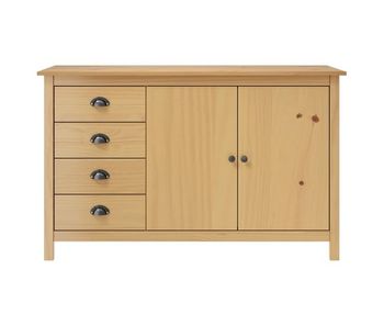 Aparador - mueble de almacenamiento madera maciza pino marrón miel 130x40x80 cm es4122