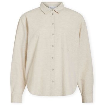 Vila Camisa Noos Prisilla Loose Shirt - Super Light Natural Melan para mujer