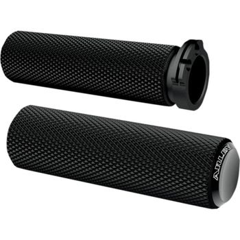 Puño manillar Harley-Davidson Big Twin '82-'99 Arlen Ness Knurled par negro