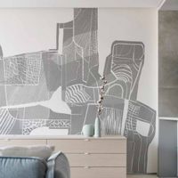 papel pintado panoramico grafico gris 225 x 250cm