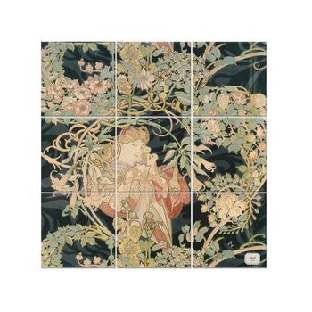 Legendarte - Panel Decorativo Multiple Femme À La Marguerite - Alphonse Mucha Cm. 150x150 (9 Paneles)