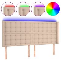 cabecero cama mueble de dormitorio con led cuero sintetico capuchino 147 x 16 x 118128 cm marron m020000167