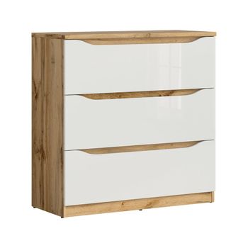 Cómoda 3 cajones tableros de aglomerado laminados blanco y madera