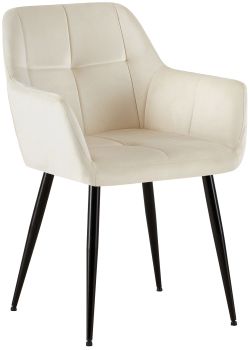 Silla con asiento en terciopelo crema