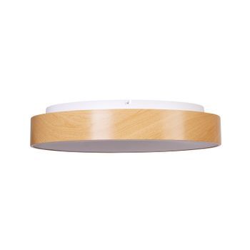 Lámpara De Techo Moderna Luces Led Integradas Forma Redonda Con Regulador Mando A Distancia Metal Madera Clara Bragoto