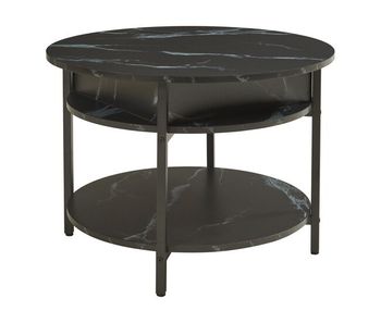 Mesa de centro kandas con tablero elevable 70x49 cm - efecto mármol negro [en.casa]