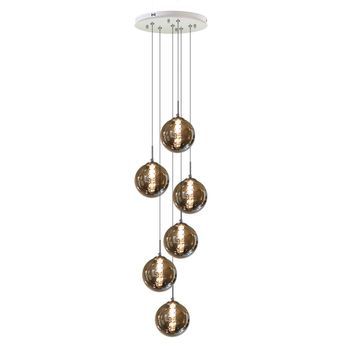 Lámpara Colgante Comedor 6 Luces Altura Regulable Cristal Gris Zmh