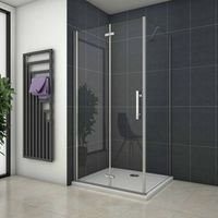 aica mampara de ducha frontal plegable y panel lateral una barra 50cm perfil cromado vidrio antical 6mm 980-1000x780-800x1950mm