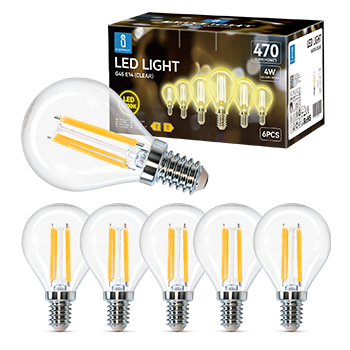 Aigostar Filamento Bombillas Led E14 Luz Calida 2700K,4W Equivalente a 40 W,470 Lúmenes,Ángulo De Apertura:360°,No Regulable,G45,Pack De 6 Uds