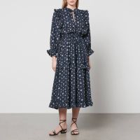 stella nova barbara floral-print cotton midi dress - dk 38uk 12