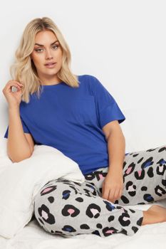 Yours Pijama Azul Y Gris Leopardo