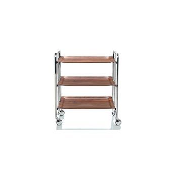 Carrito Auxiliar Plegable Bauhaus Cromado Con Ruedas – 3 Niveles Y 3 Posiciones,,cedro