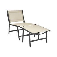 silla de jardin moderna para exteriores asiento de textileno estructura de metal con reposapies beige y negro marceddi