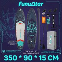 tabla de paddle surf inflable funwater supfw50b 350 x 90 x 15 cm tabla de surf para adultos y jovenes capacidad de carga de 200 kg con remo 3 aletas cuerda de seguridad bolsa impermeable de 10