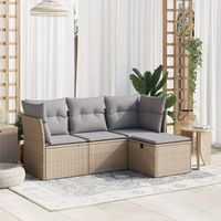 conjunto de sofas jardin con cojines beige mezcla 4 uds  mueble jardin mesa y sillas ratan pe cfw533405