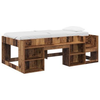 Cama Infantil Con Almacenamiento Madera Envejecida 80 X 200 Cm Vidaxl