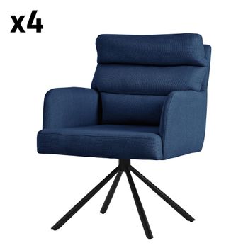 4x sillas de comedor giratoria azul oscuro tapizado respaldo extraíble