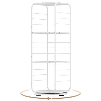 Costway Estantería Giratoria de 4 Niveles Torre 360° con Estructura Metálica Ahorra Espacio Esquinera Estante para 210 Discos para Oficina Salón Blanco