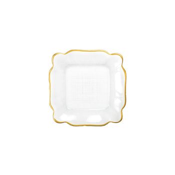 Plato cuadrado en vidrio bordes dorados 25x25x2cm - lote de 6