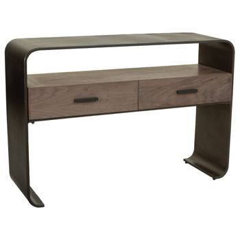 Recibidor-consola de madera y metal negro 122x37x82