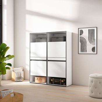 Zapatero efecto madera blanco 120x35x145cm