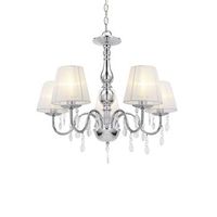 luxpro  lampara de arana de cristal - blanca - e14 - lampara de techo moderna - 5 brazos  - cromo