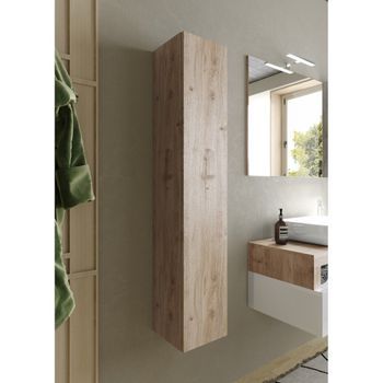 Mueble De Baño Suspendido Bura – 1 Puerta – Roble Claro – Diseño Moderno