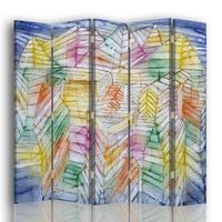 legendarte - biombo theater mountain construction - paul klee - separador de ambientes para interiores cm 180x170 5 paneles