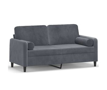 Sofá de 2 plazas - sofá de salón - sofá moderno con cojines terciopelo gris oscuro 140 cm