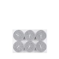 vela con purpurina plateada tipo t-light set de 6