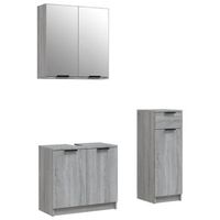 set de muebles de bano 3 pzas madera contrachapada gris sonoma vidaxl