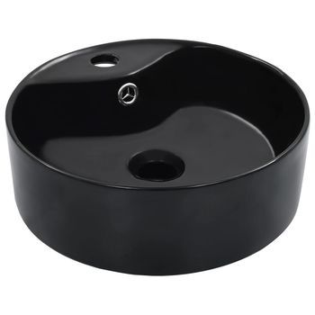 Lavabo Con Rebosadero 36x13 Cm Cerámica Negro Vidaxl