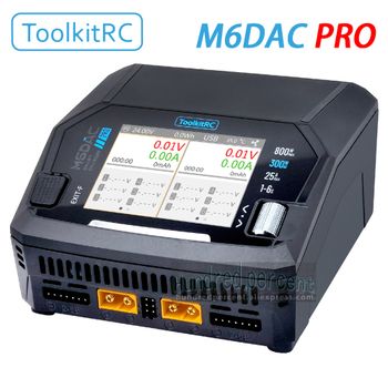 Cargador Inteligente ToolkitRC M6DAC PRO de Doble Canal AC 200W DC 800W 16A para Baterías de Litio 1S 2S 3S 4S 5S 6S LiHV Lipo PD65W