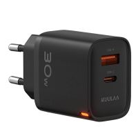 gan tech kuulaa kl-cd116 pd30 w cargador usb pd de 2 puertos usb-ausb-c adaptador de carga rapida de pared eu para ip