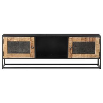 Mueble Para Tv | Mueble De Salón | Gabinete De Tv De Madera Maciza De Mango Rugosa 120x30x40 Cm