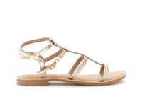 sandalias planas de piel con bordado trenzado gold