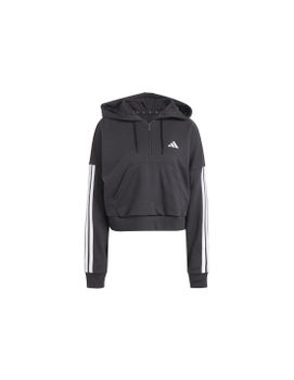 Sudadera adidas 3 Bandas French Terry Qz Hd Mujer Negro/Blanco