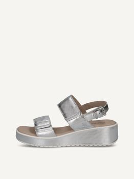 CAPRICE Sandal, silver, made of Leather with Wedge heel, Size 38