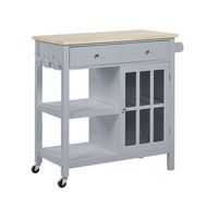 carrito de cocina mdf gris madera clara almacenamiento superior estantes cajones con ruedas estilo escandinavo genoa