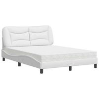 cama con colchon hvar cuero sintetico blanco 140x190 cm vidaxl
