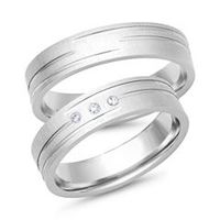 alianzas 14 quilates oro blanco 3 diamantes