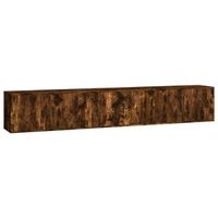 muebles para tv de pared 3 uds roble ahumado 80x345x40 cm vidaxl