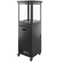 outsunny estufa de gas para terraza 13 kw con encendido piezoelectrico antivuelco 4 ruedas vidrio templado piedras de lava negro