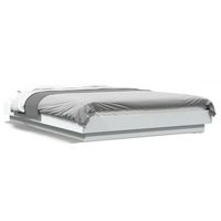 estructura de cama con led madera ingenieria blanco 140x190 cm