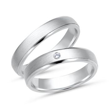Alianzas 8 quilates oro blanco con diamante
