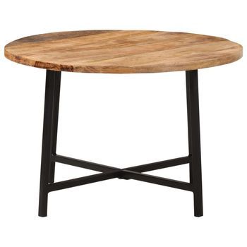 Mesa De Café - Mesa De Centro Hierro Y Madera Maciza De Mango 54x54x35 Cm