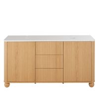 mueble de bano doble de madera y marmol blanco